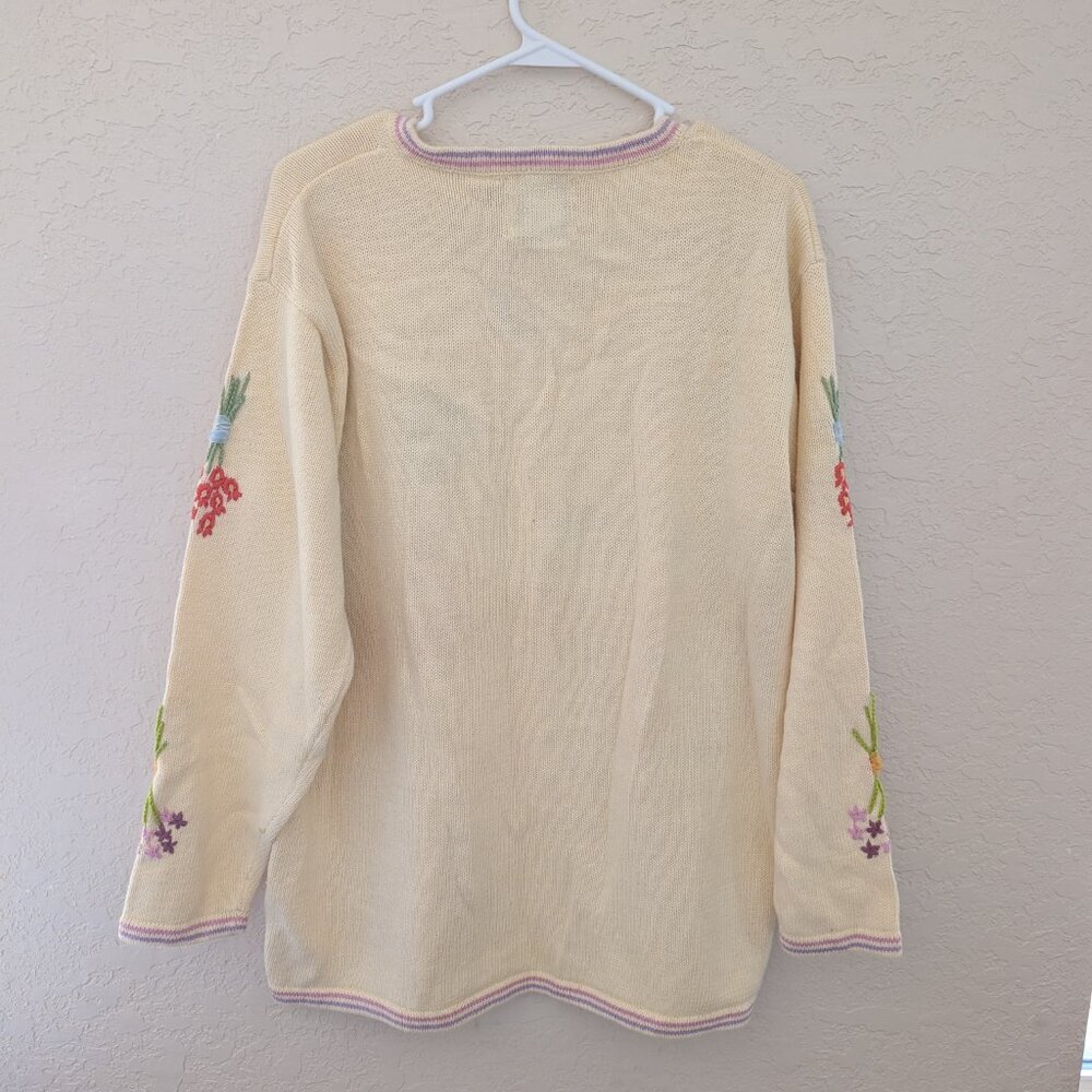 Vintage Story Book Knits Garden Spring Butter Yellow Cardigan Size L NWT - Picture 9 of 9